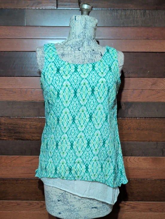 AB Studio Green Patterned Sleeveless Camisole - Picture 1 of 10